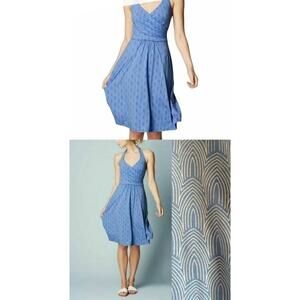 Boden Blue Pleated Wrap Sundress for Wedding Guest